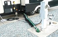Waste Master RV Sewer Hose Connected to Dump Station