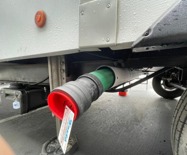 Waste Master Extension Hose Stored on RV