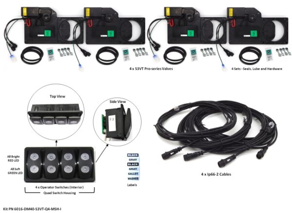 Pro-Series S3VT Drain Master Kit 4 Valves, 1 Quad Switch Housing, 4 Operator switches (Interior)
